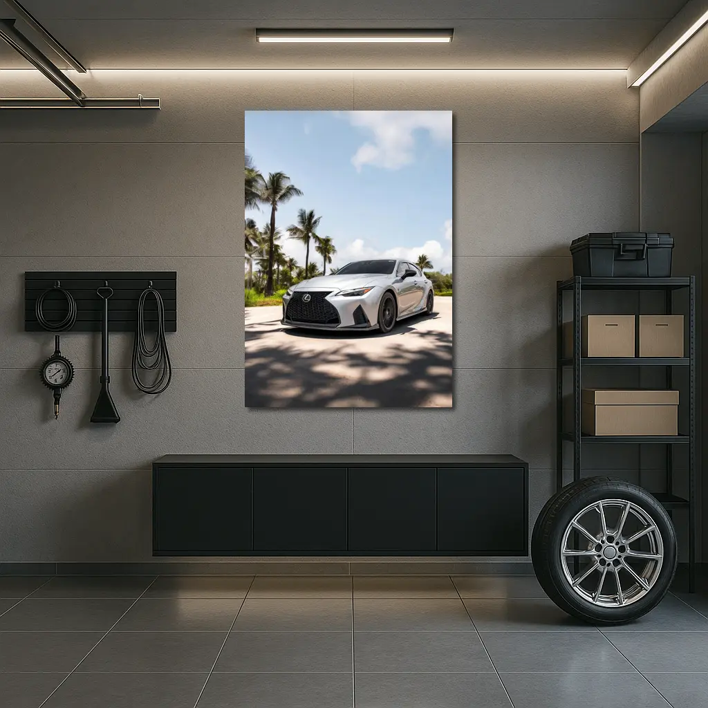 Lexus IS Silver Sports Sedan Palm Trees – Wall Art