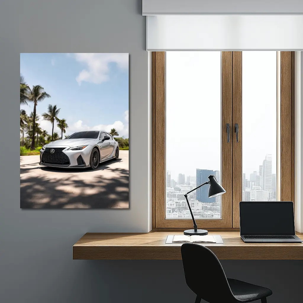 Lexus IS Silver Sports Sedan Palm Trees – Wall Art
