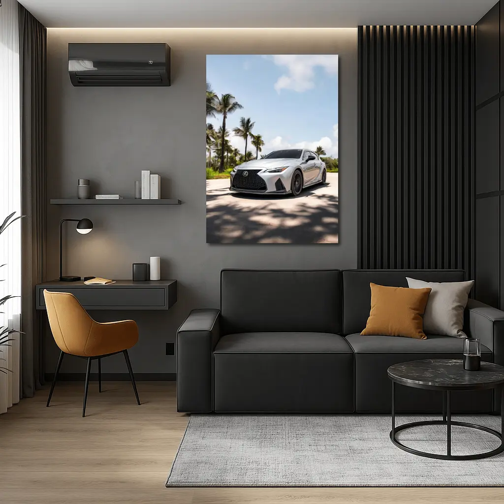 Lexus IS Silver Sports Sedan Palm Trees – Wall Art