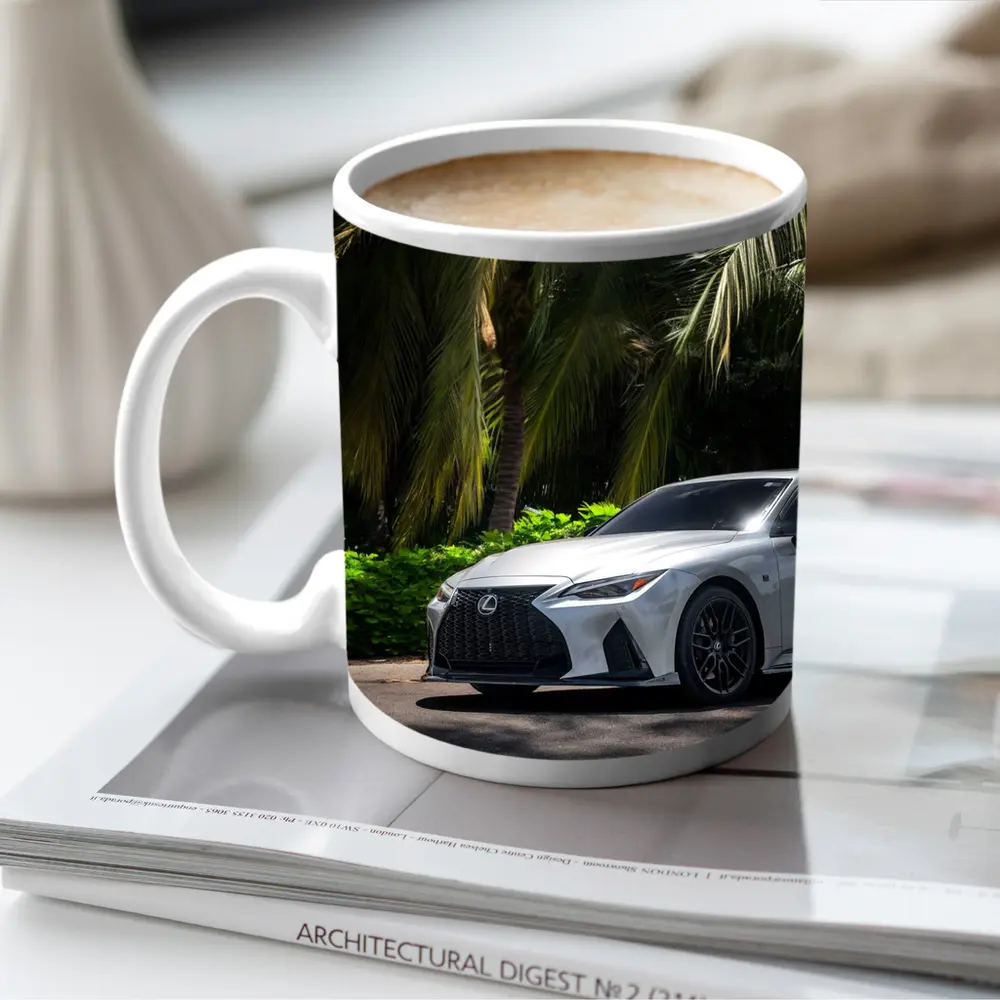 Lexus IS 500 Parked Under Tropical Palms – Mugs