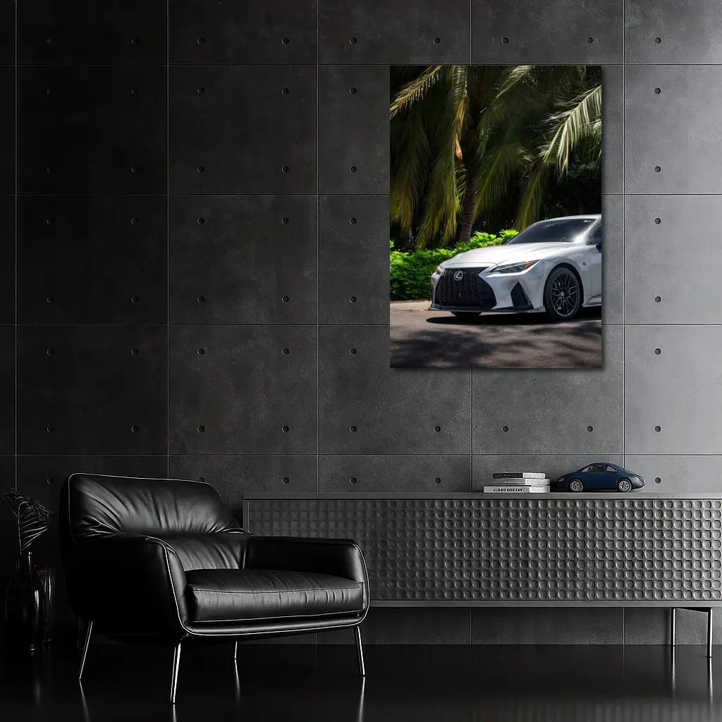 Lexus IS 500 Parked Under Tropical Palms – Wall Art