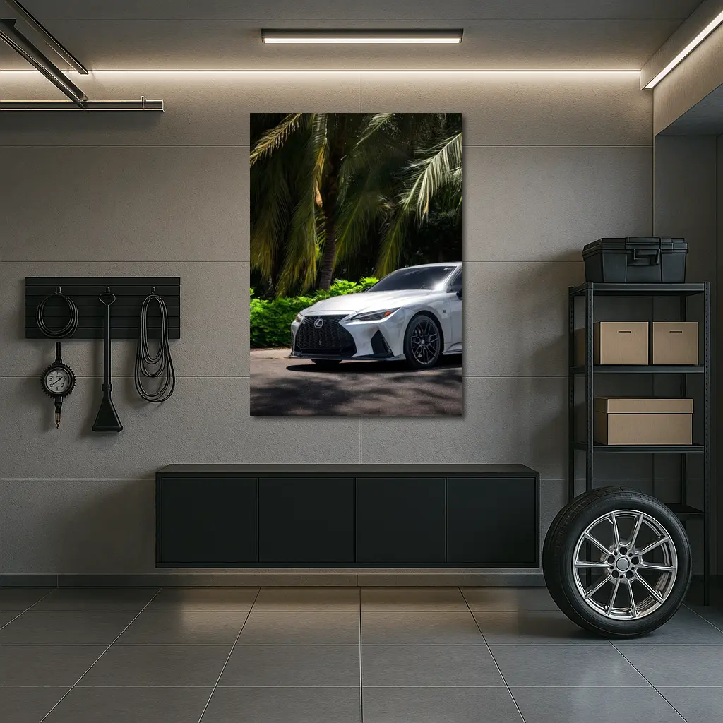 Lexus IS 500 Parked Under Tropical Palms – Wall Art