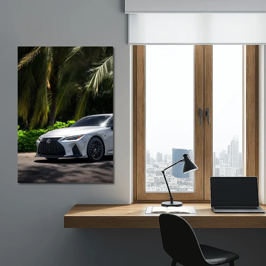 Lexus IS 500 Parked Under Tropical Palms – Wall Art