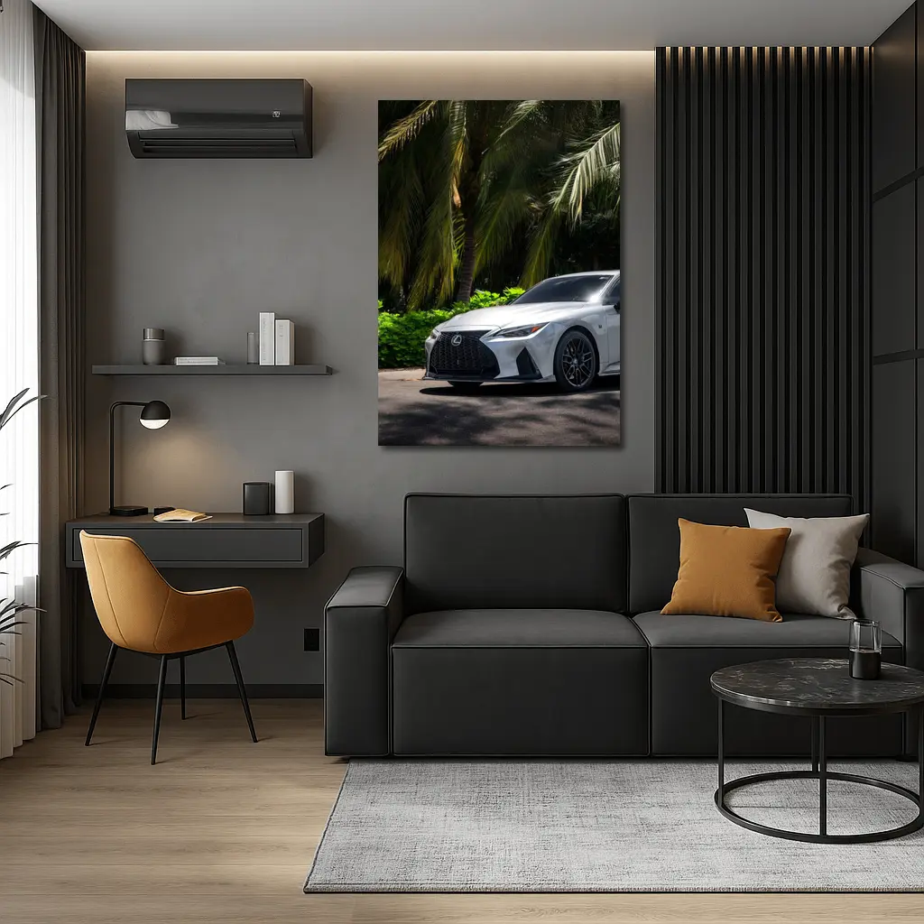 Lexus IS 500 Parked Under Tropical Palms – Wall Art