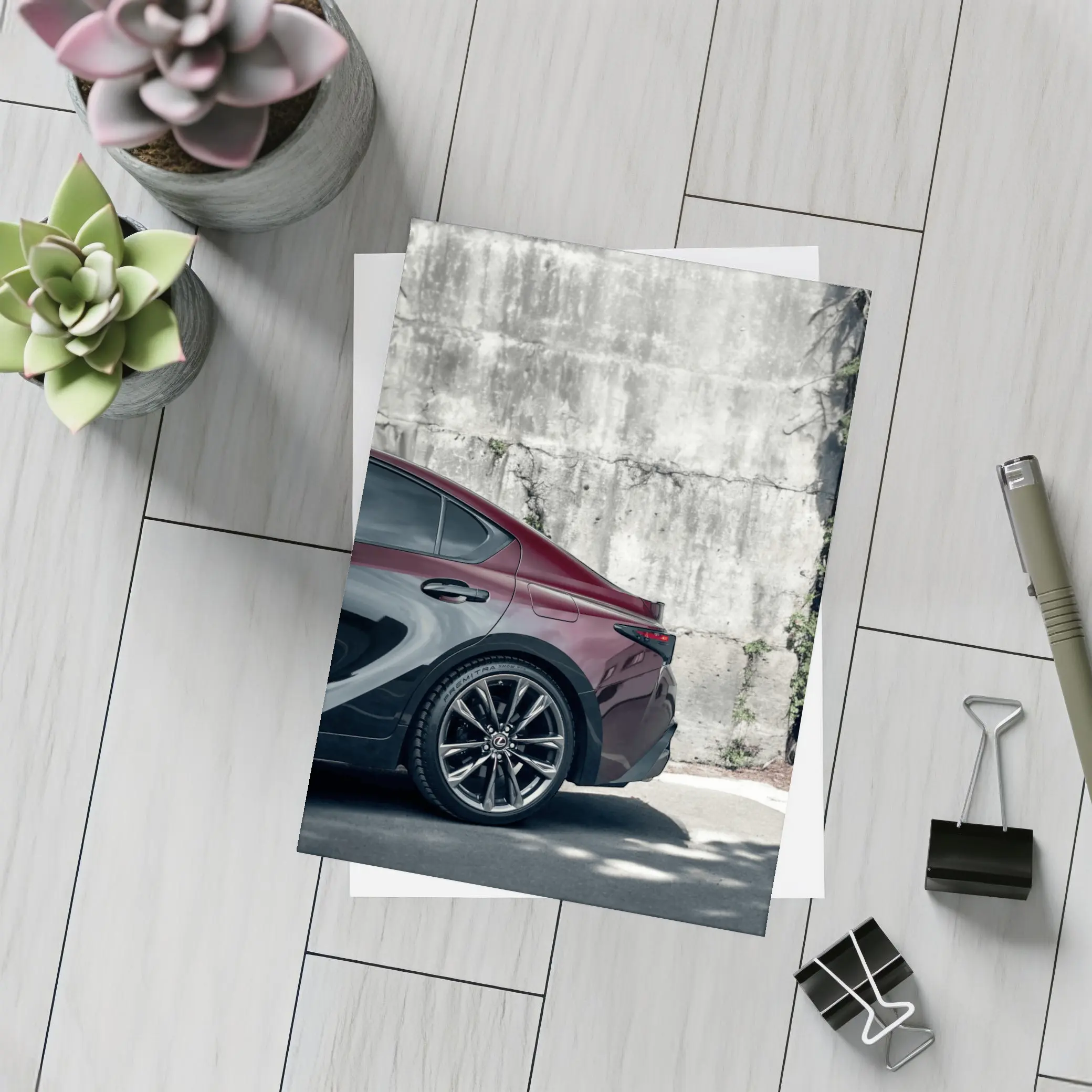 Lexus IS Rear View Against Concrete Wall – Postcards