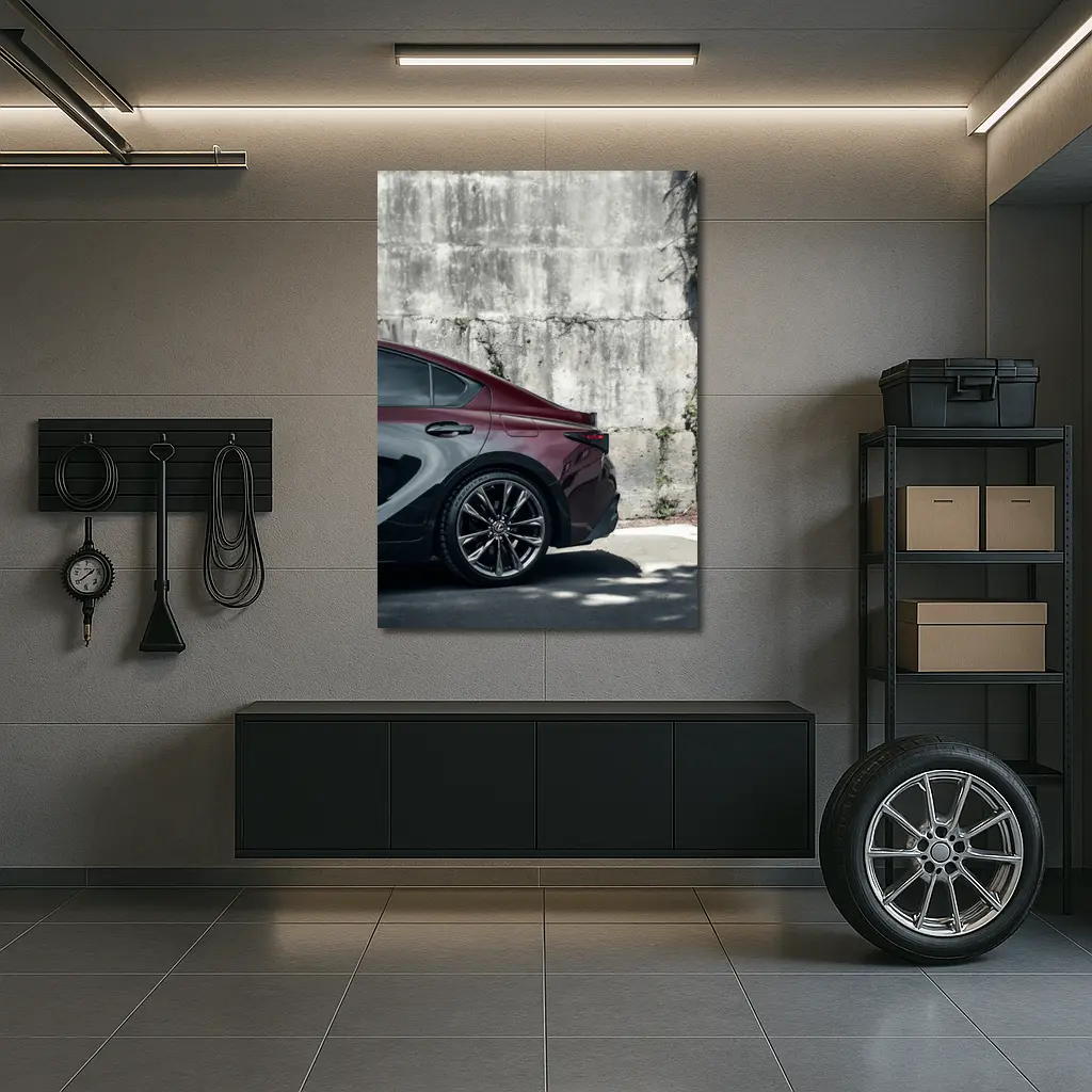 Lexus IS Rear View Against Concrete Wall – Wall Art