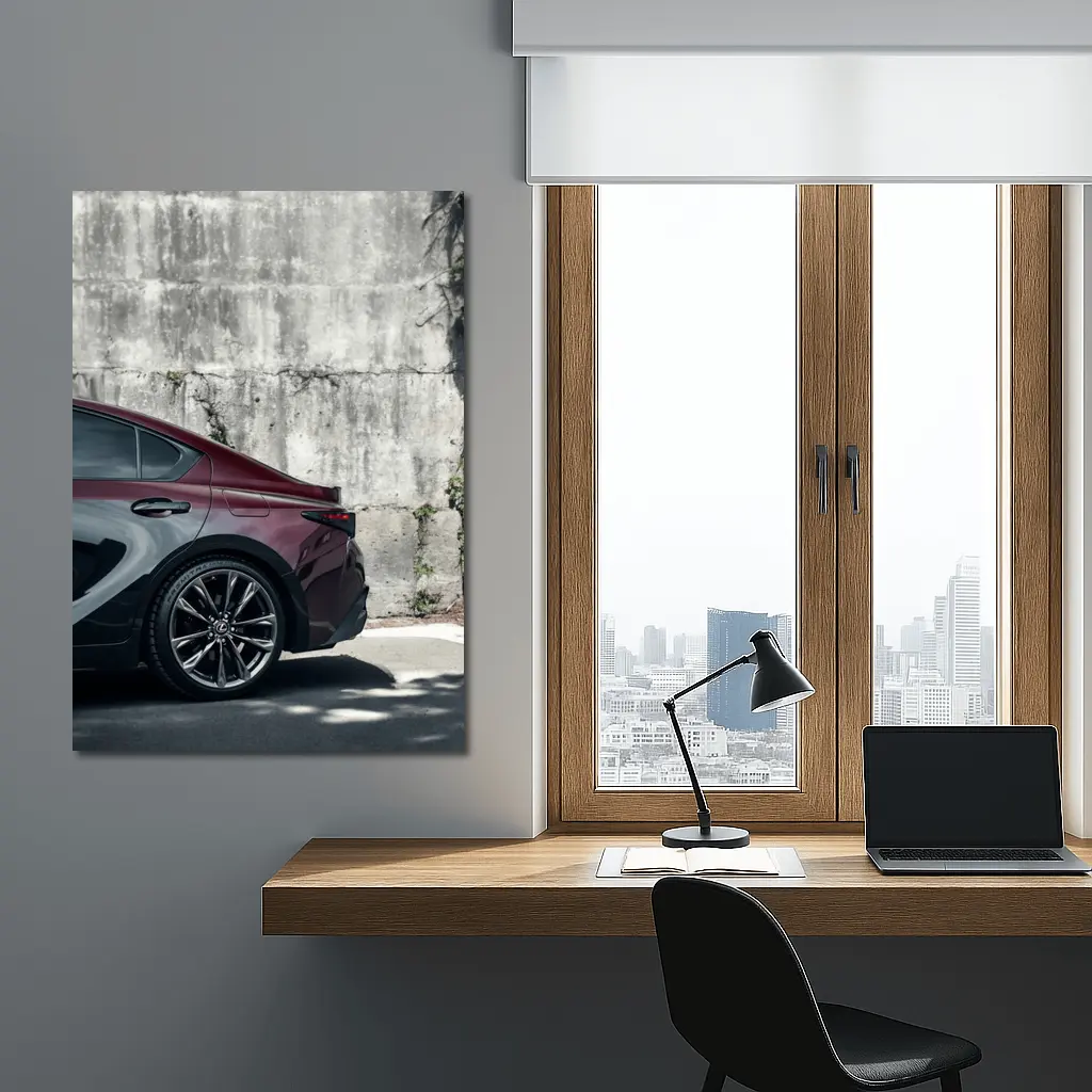 Lexus IS Rear View Against Concrete Wall – Wall Art