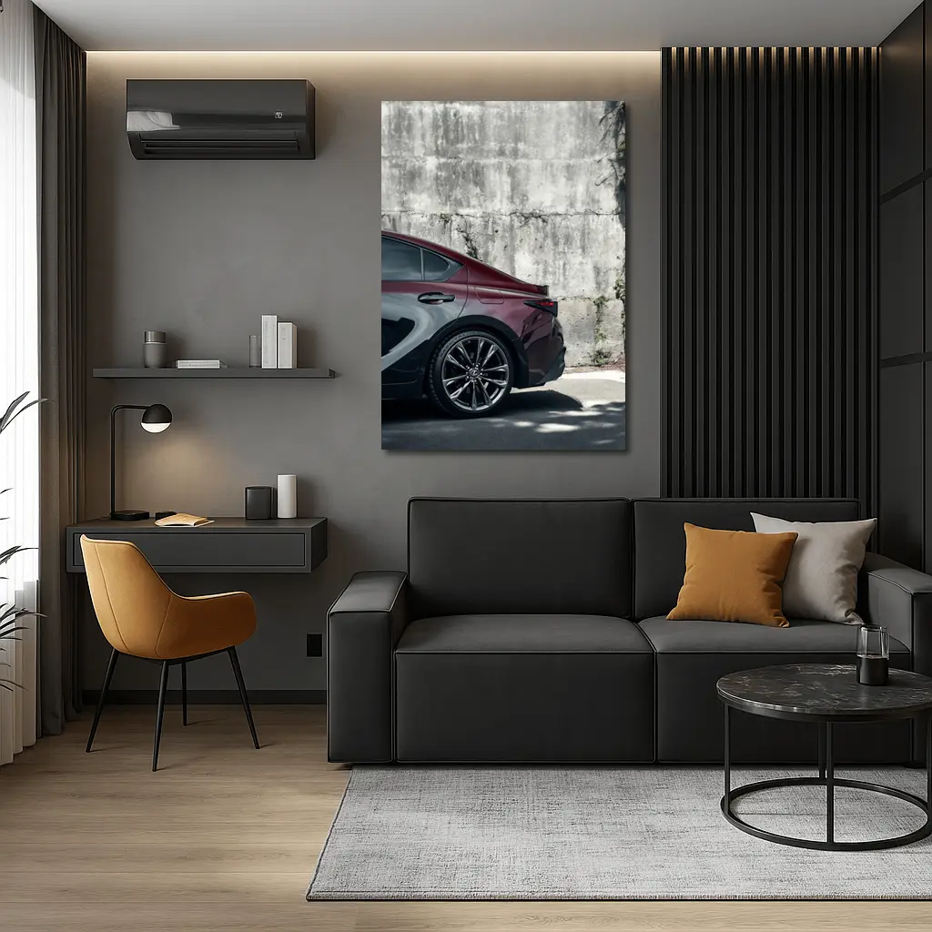 Lexus IS Rear View Against Concrete Wall – Wall Art