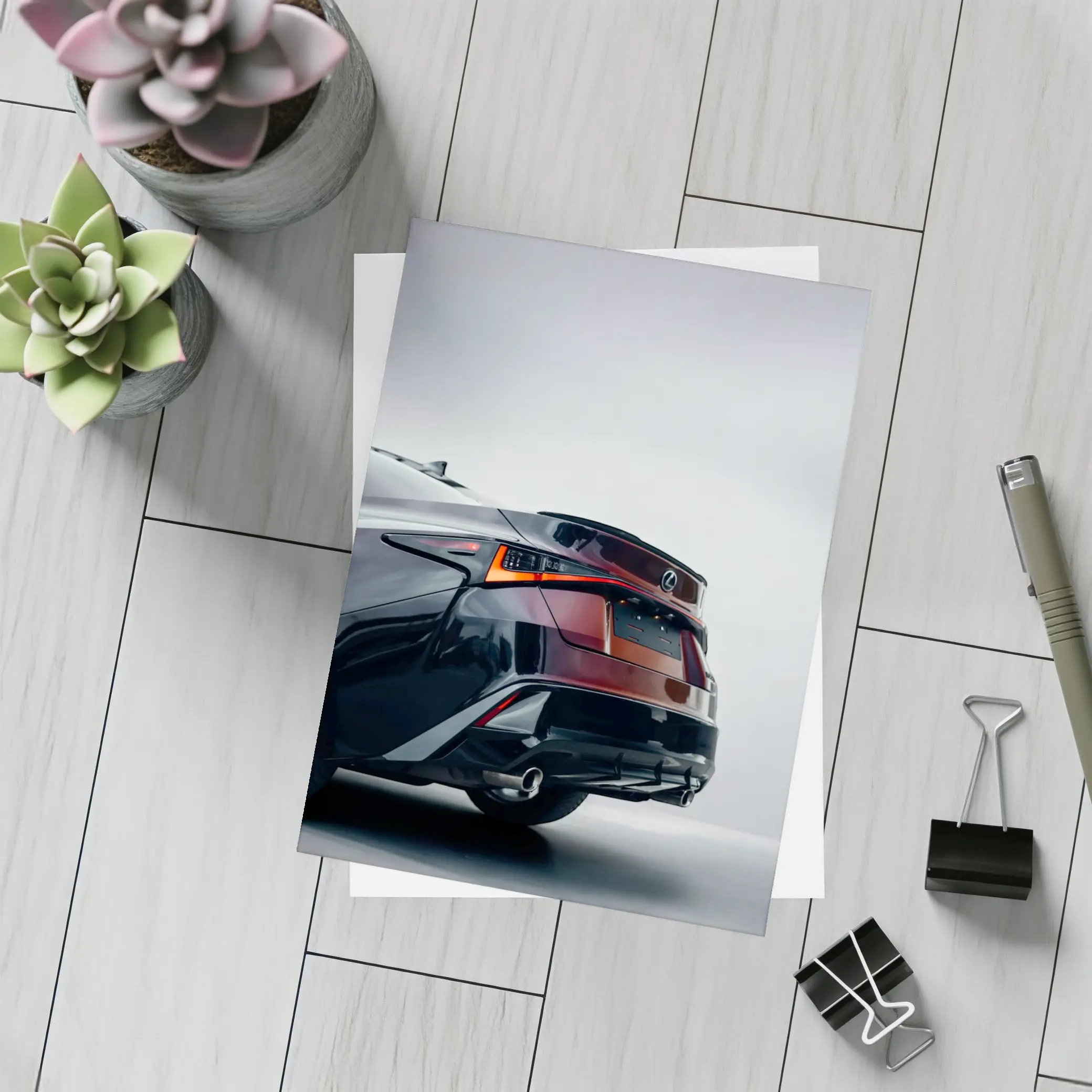 Lexus IS Rear Studio Gray Background – Postcards