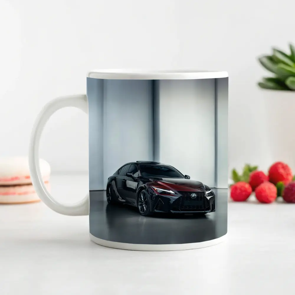 Lexus IS Dark Red Studio Garage Shot – Mugs
