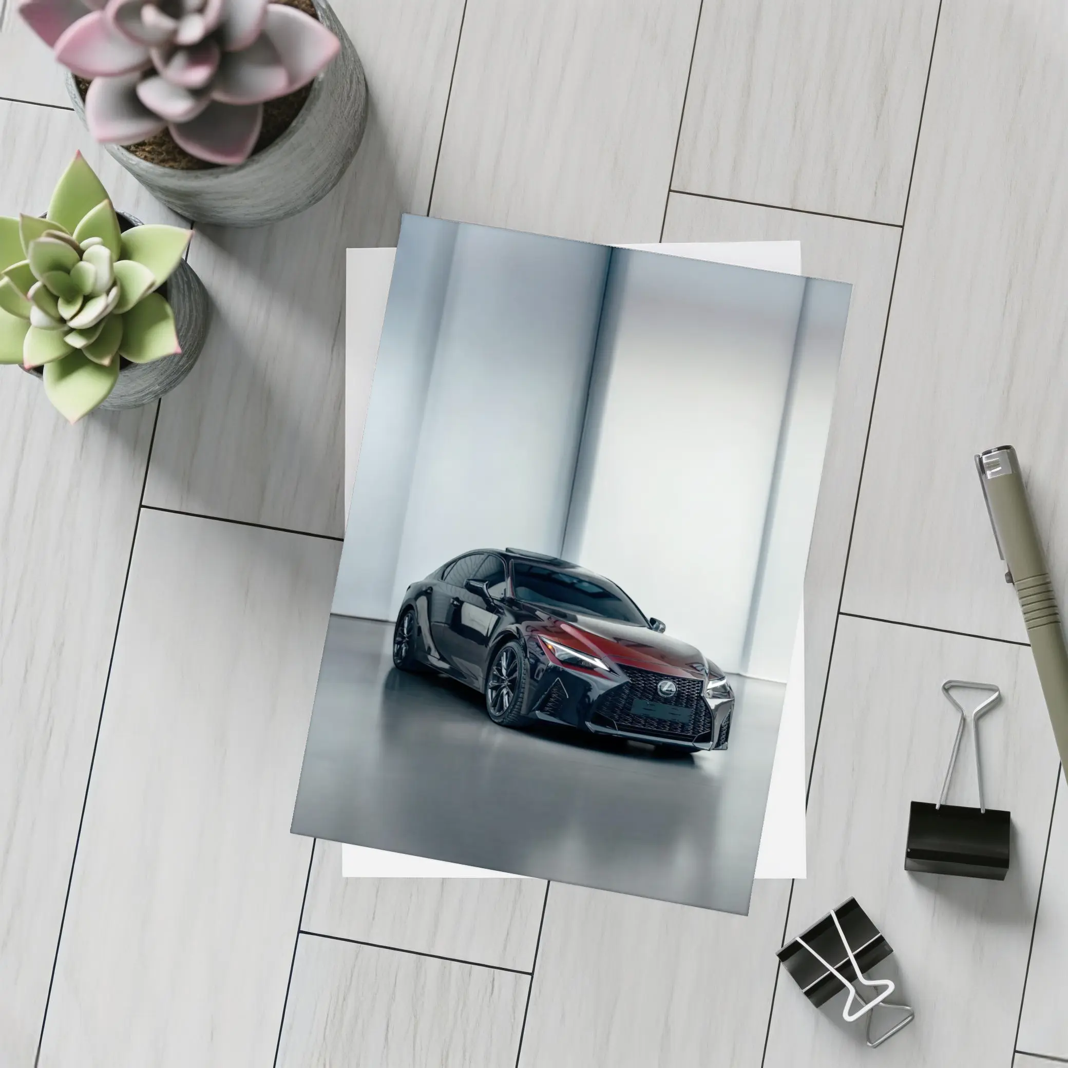 Lexus IS Dark Red Studio Garage Shot – Postcards