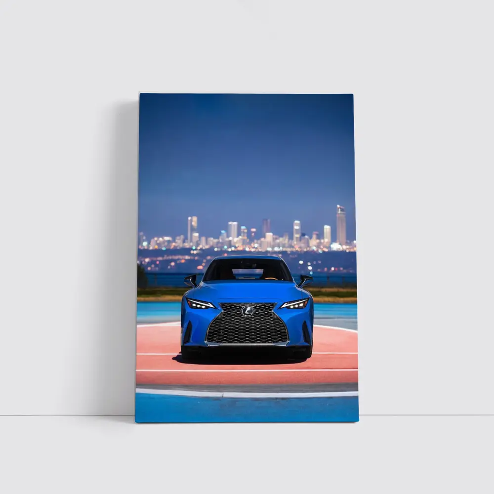 Lexus IS Blue Front View City Night – Wall Art