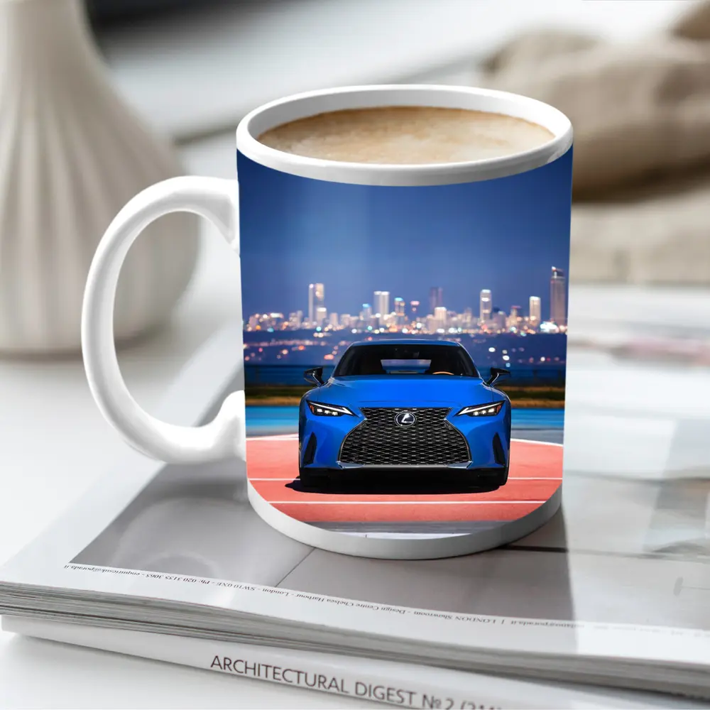Lexus IS Blue Front View City Night – Mugs