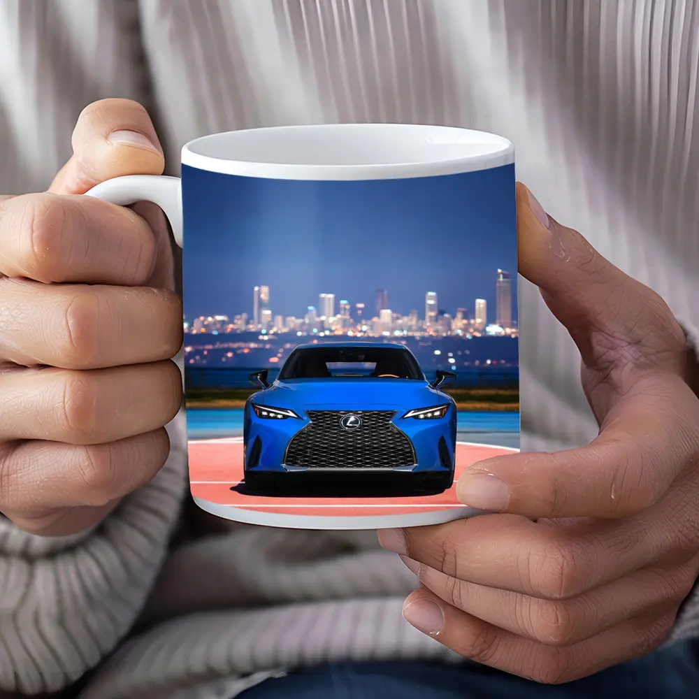 Lexus IS Blue Front View City Night – Mugs