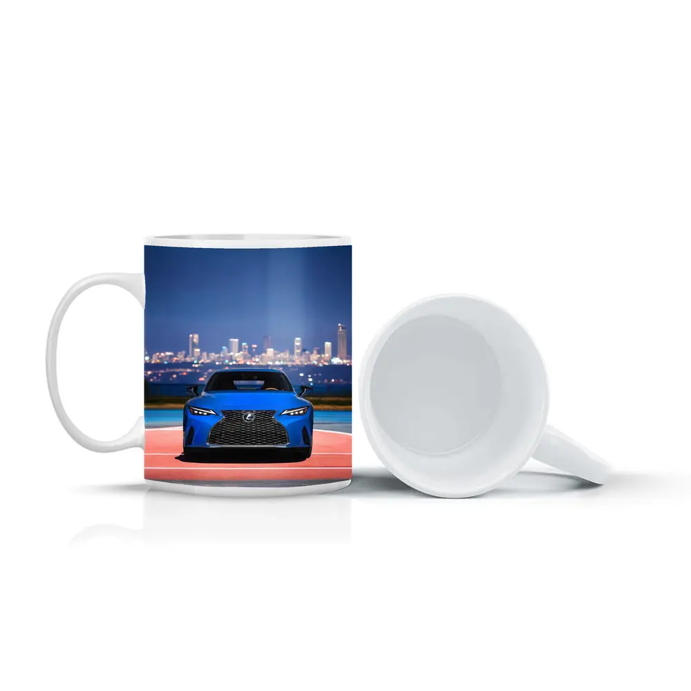 Lexus IS Blue Front View City Night – Mugs