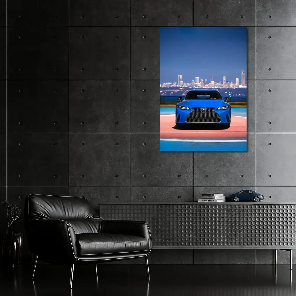 Lexus IS Blue Front View City Night – Wall Art