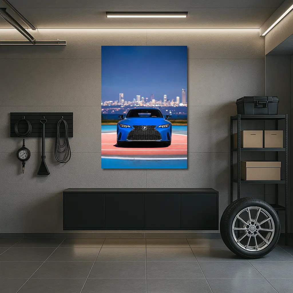 Lexus IS Blue Front View City Night – Wall Art