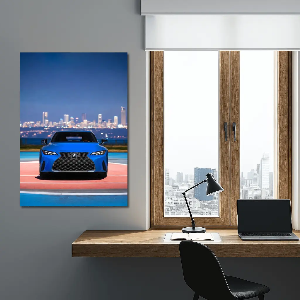 Lexus IS Blue Front View City Night – Wall Art