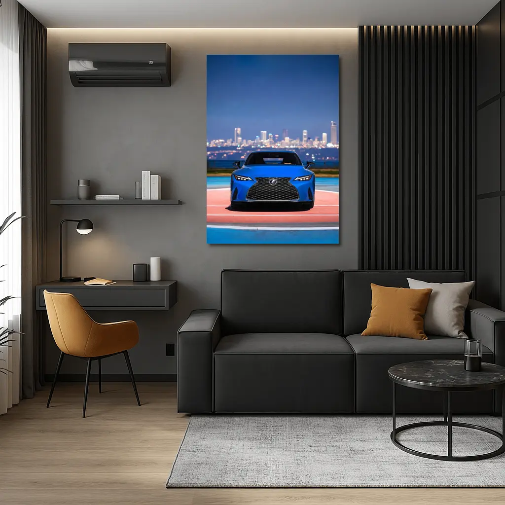 Lexus IS Blue Front View City Night – Wall Art