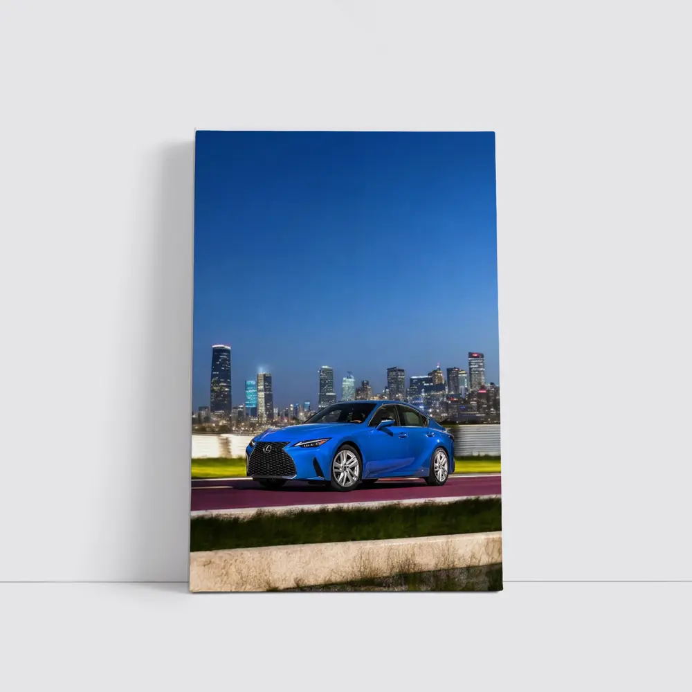 Lexus IS Blue Sedan City Skyline Night – Wall Art