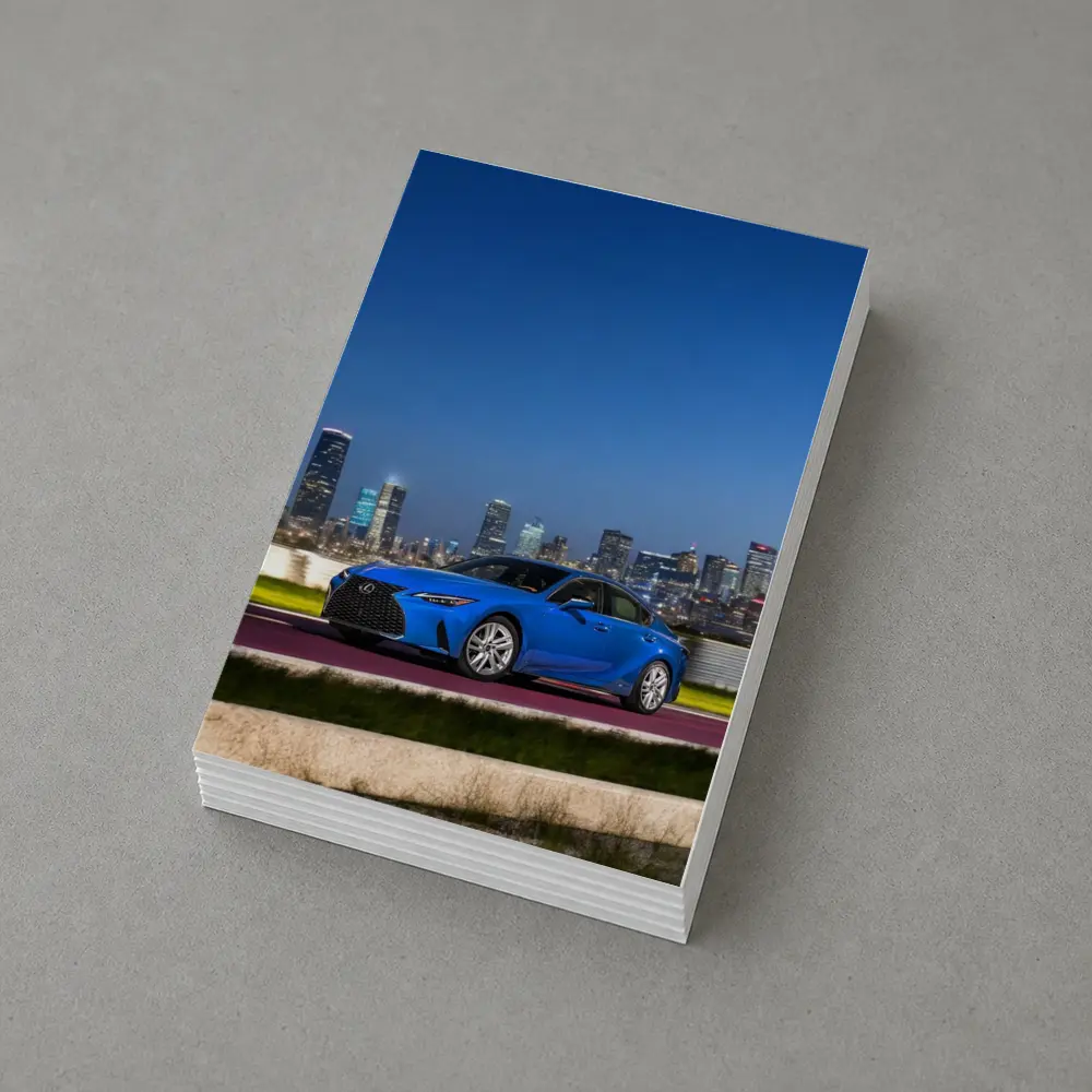 Lexus IS Blue Sedan City Skyline Night – Postcards