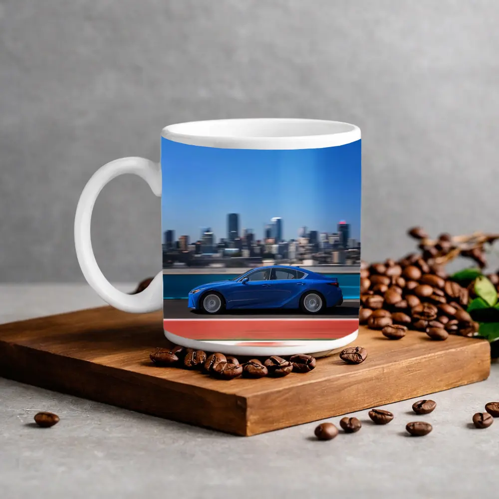 Lexus IS Blue Sedan City Skyline Track – Mugs