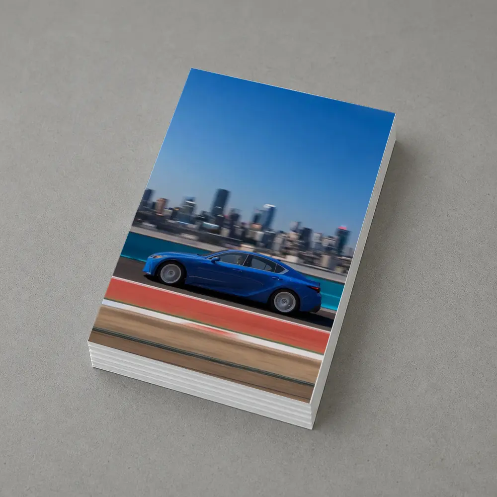 Lexus IS Blue Sedan City Skyline Track – Postcards