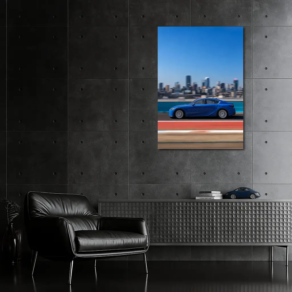 Lexus IS Blue Sedan City Skyline Track – Wall Art