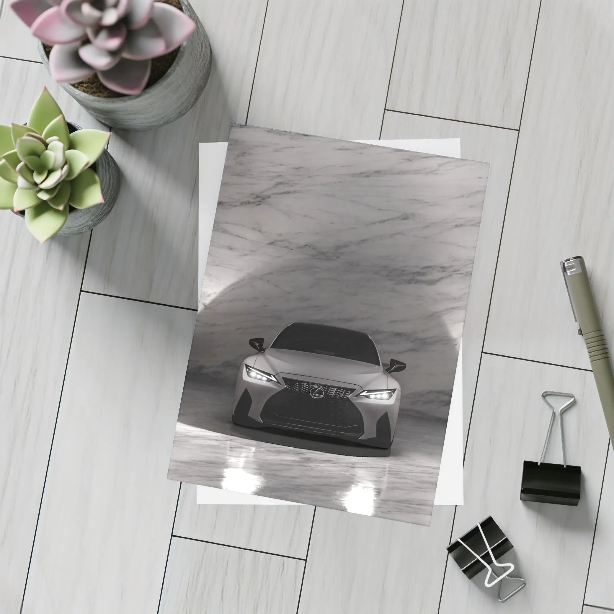 Lexus IS Matte Gray Marble Tunnel Front – Postcards