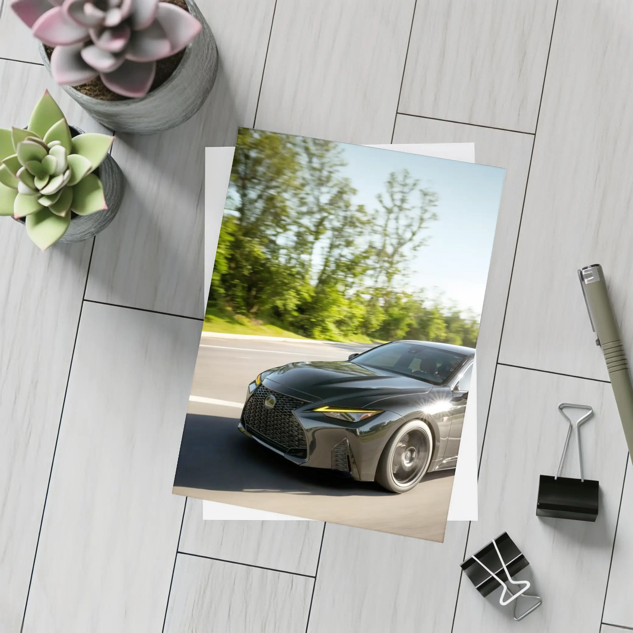 Lexus IS Black Sport Sedan Open Road – Postcards