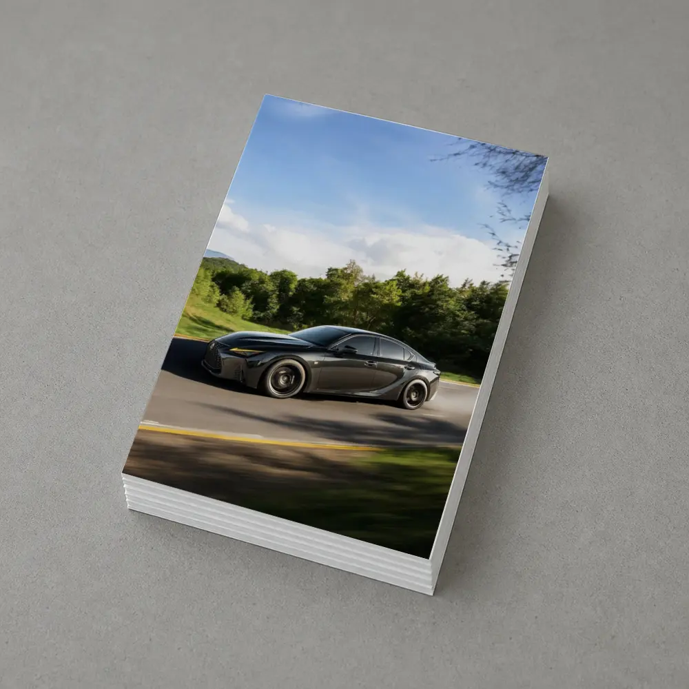 Lexus IS Dark Sedan Speeding Forest Road – Postcards