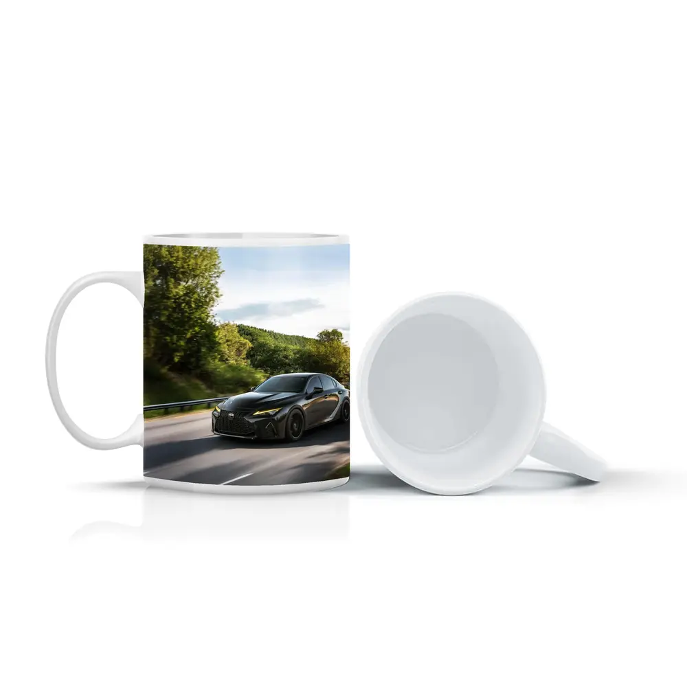 Lexus IS Black Sedan on Open Road – Mugs