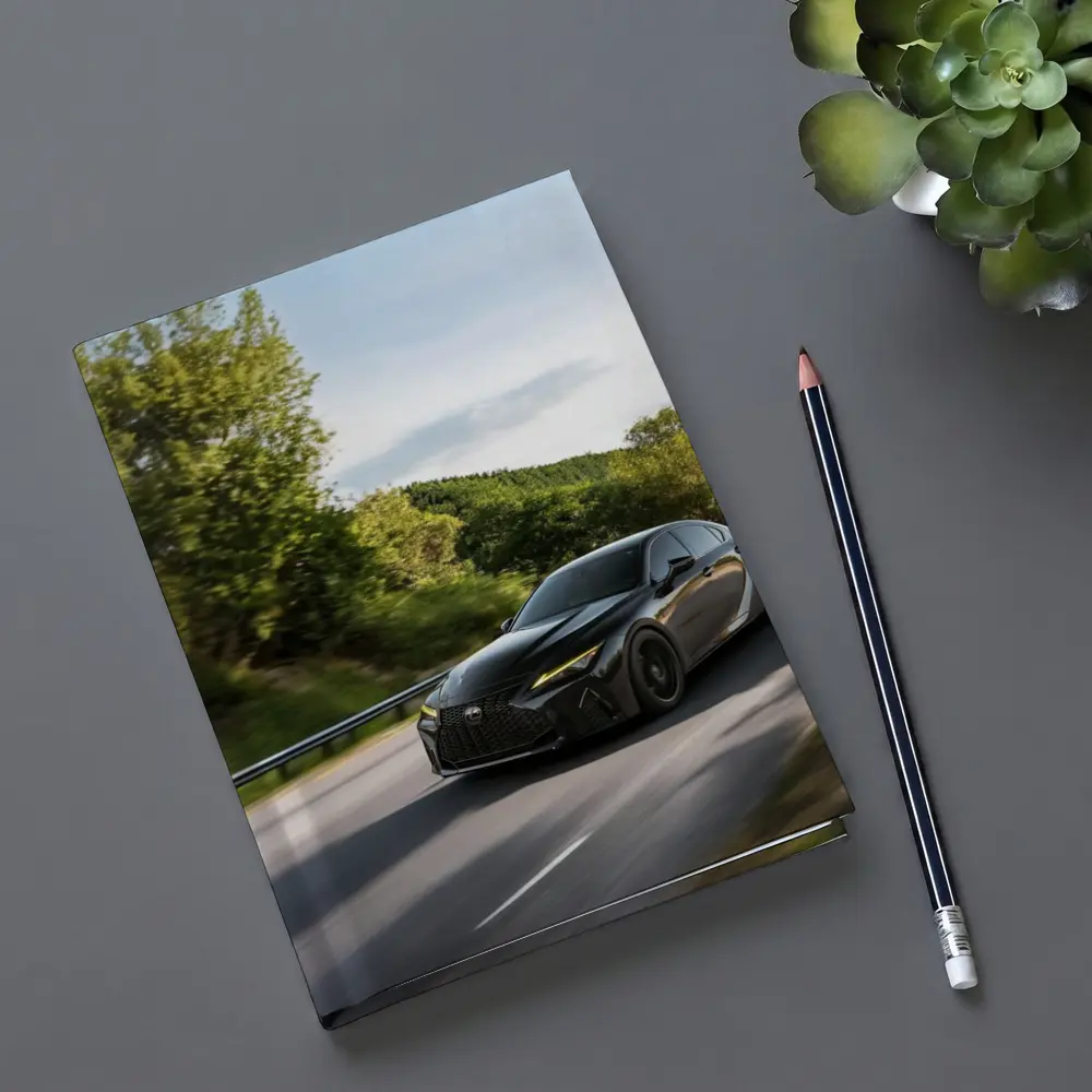 Lexus IS Black Sedan on Open Road – Notebooks