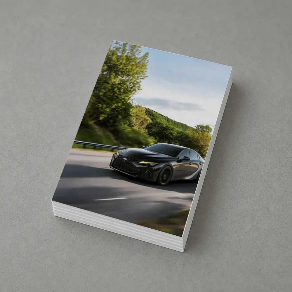 Lexus IS Black Sedan on Open Road – Postcards