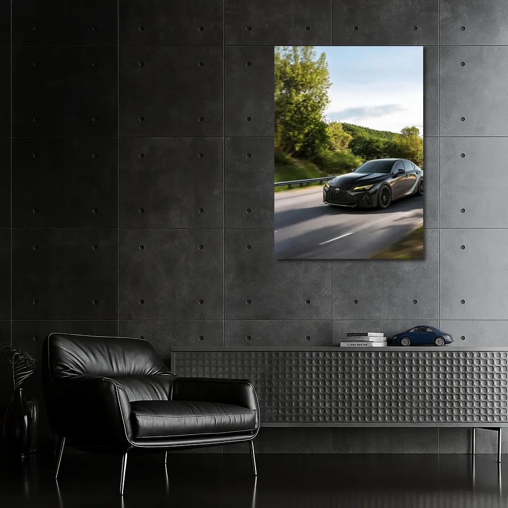 Lexus IS Black Sedan on Open Road – Wall Art