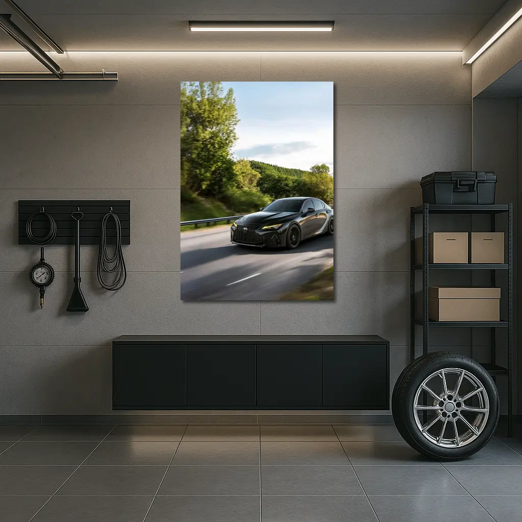 Lexus IS Black Sedan on Open Road – Wall Art