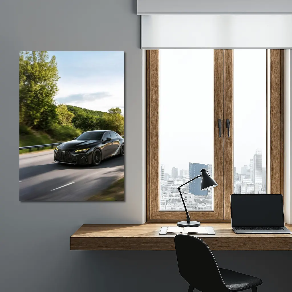 Lexus IS Black Sedan on Open Road – Wall Art
