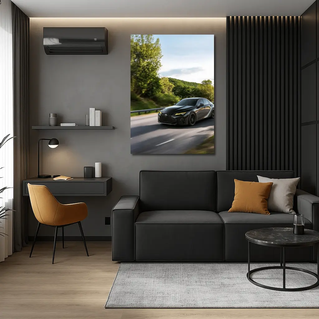 Lexus IS Black Sedan on Open Road – Wall Art