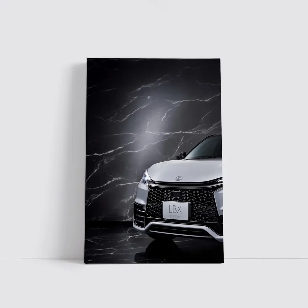 Lexus LBX Front View Black Marble Background – Wall Art