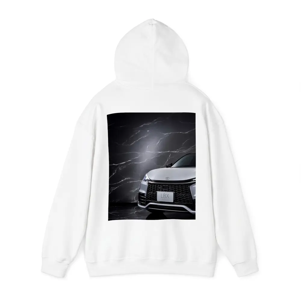 Lexus LBX Front View Black Marble Background – Hoodies