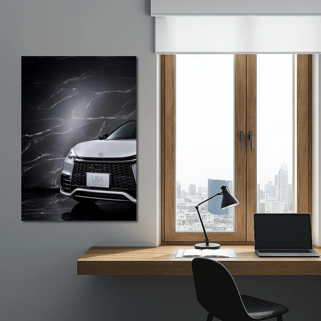 Lexus LBX Front View Black Marble Background – Wall Art