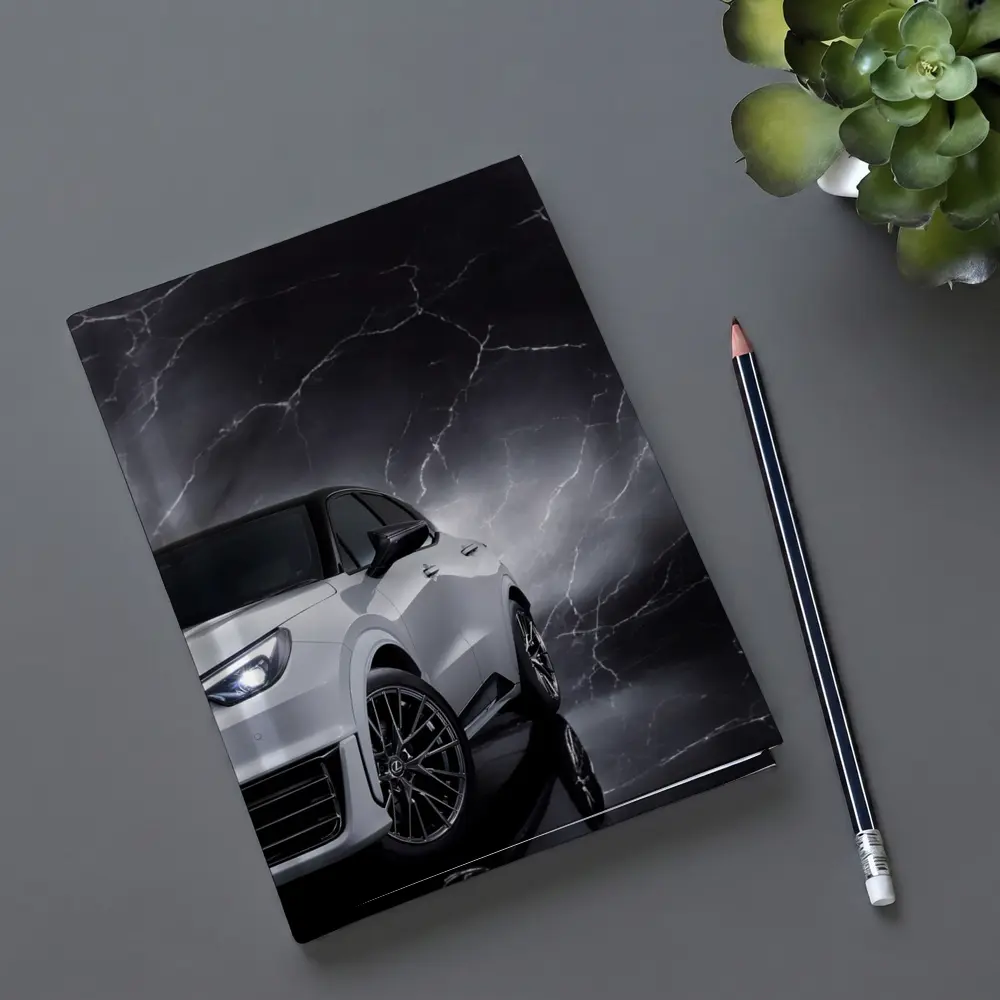 Lexus LBX White SUV Dark Marble Background – Notebooks
