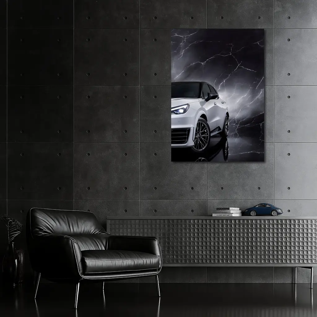 Lexus LBX White SUV Dark Marble Background – Wall Art