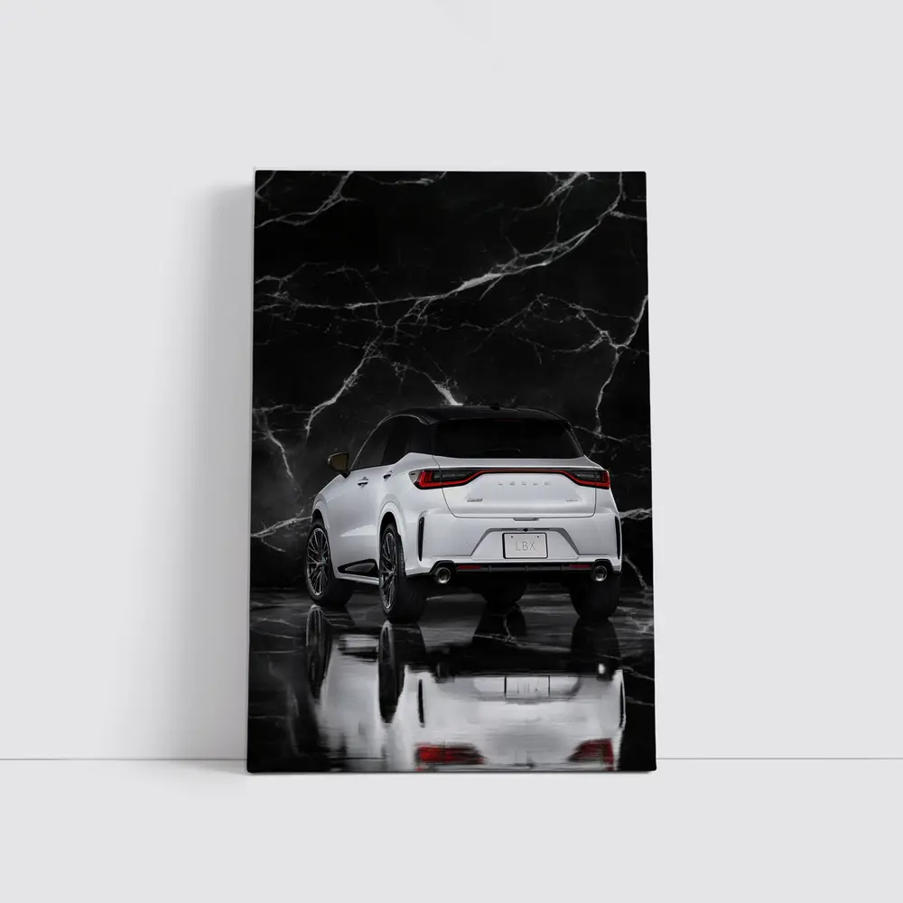 Lexus LBX White SUV Black Marble Background – Wall Art