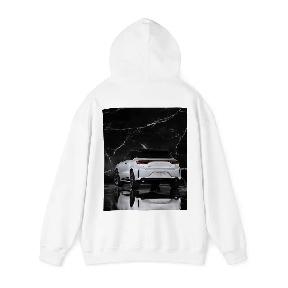 Lexus LBX White SUV Black Marble Background – Hoodies