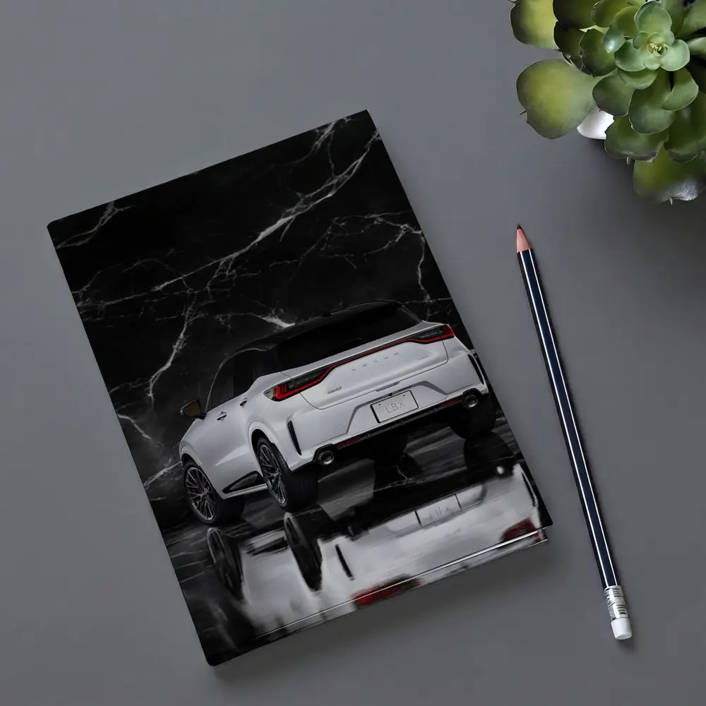 Lexus LBX White SUV Black Marble Background – Notebooks