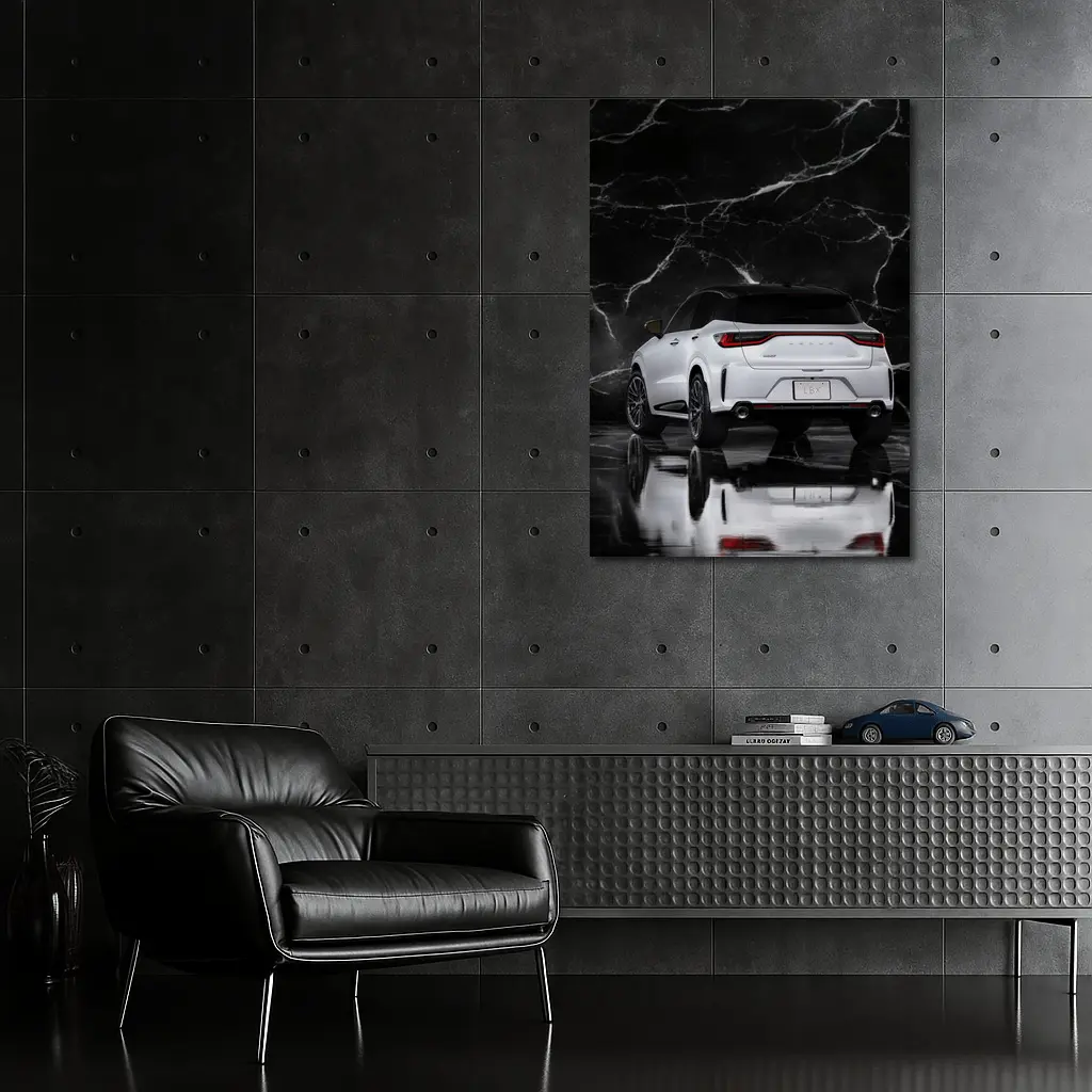 Lexus LBX White SUV Black Marble Background – Wall Art