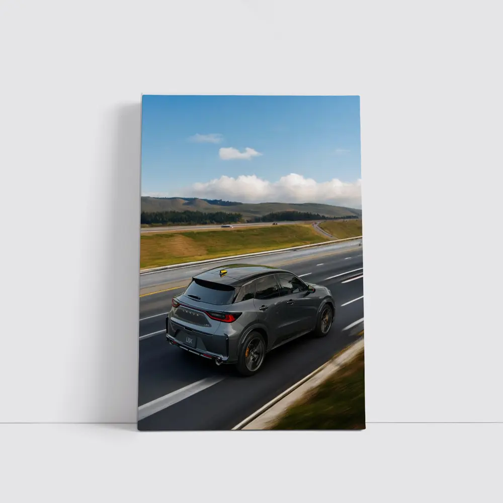Lexus LBX Driving Open Highway Rolling Hills – Wall Art