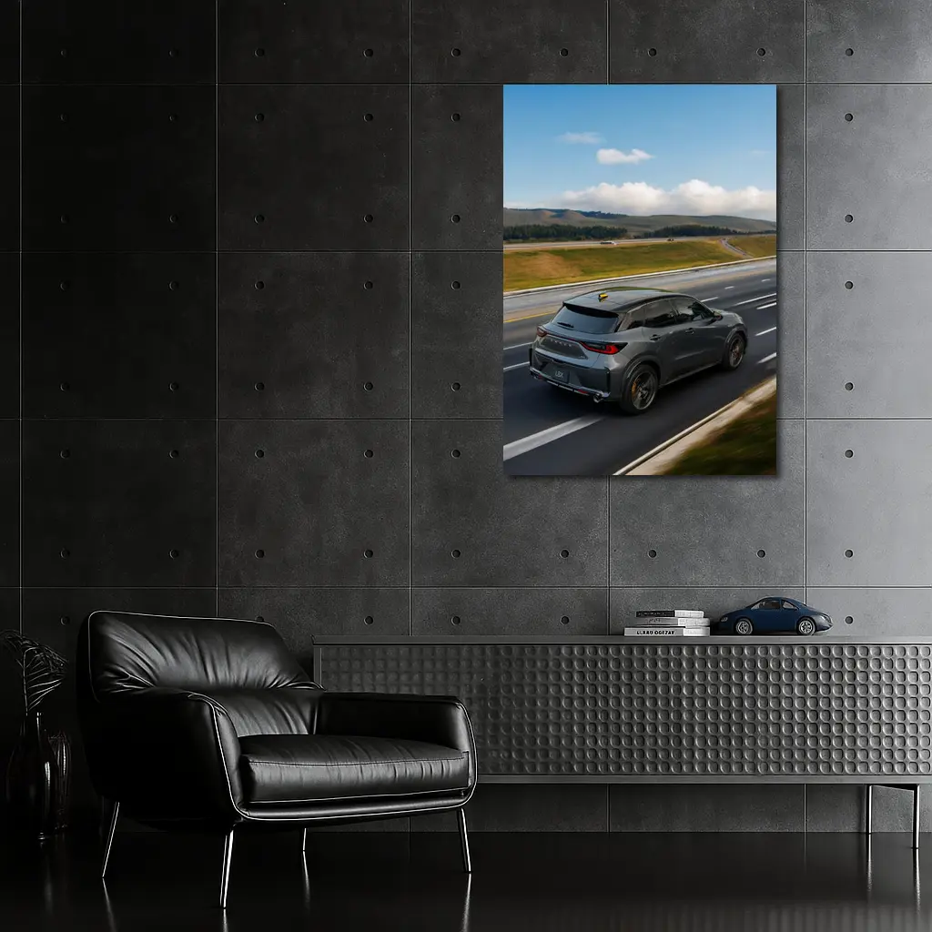 Lexus LBX Driving Open Highway Rolling Hills – Wall Art