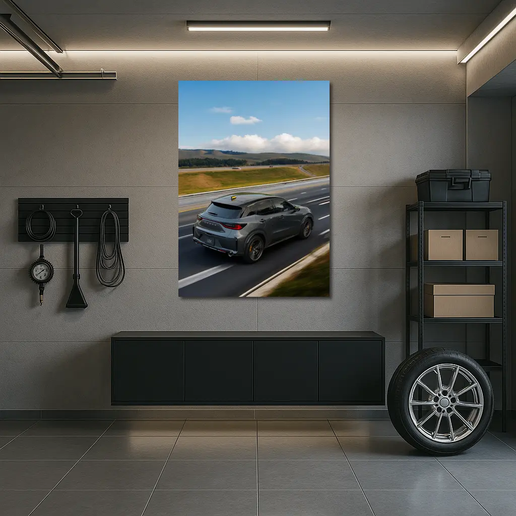 Lexus LBX Driving Open Highway Rolling Hills – Wall Art